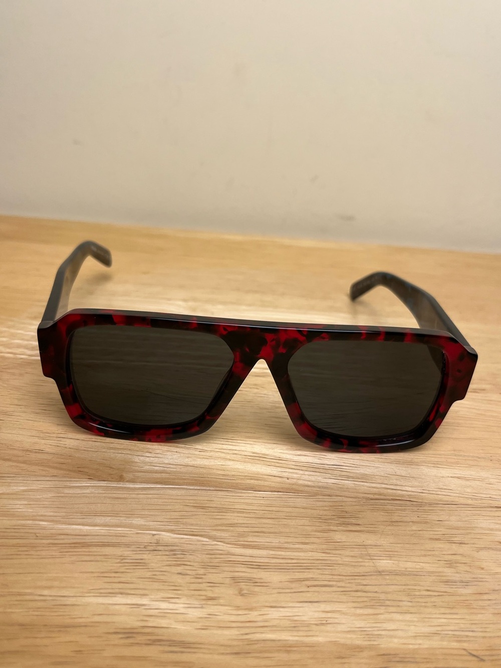 PRADA Men’s Sunglasses 22YS Havana Red Tortoise Blue Square Frames Wide